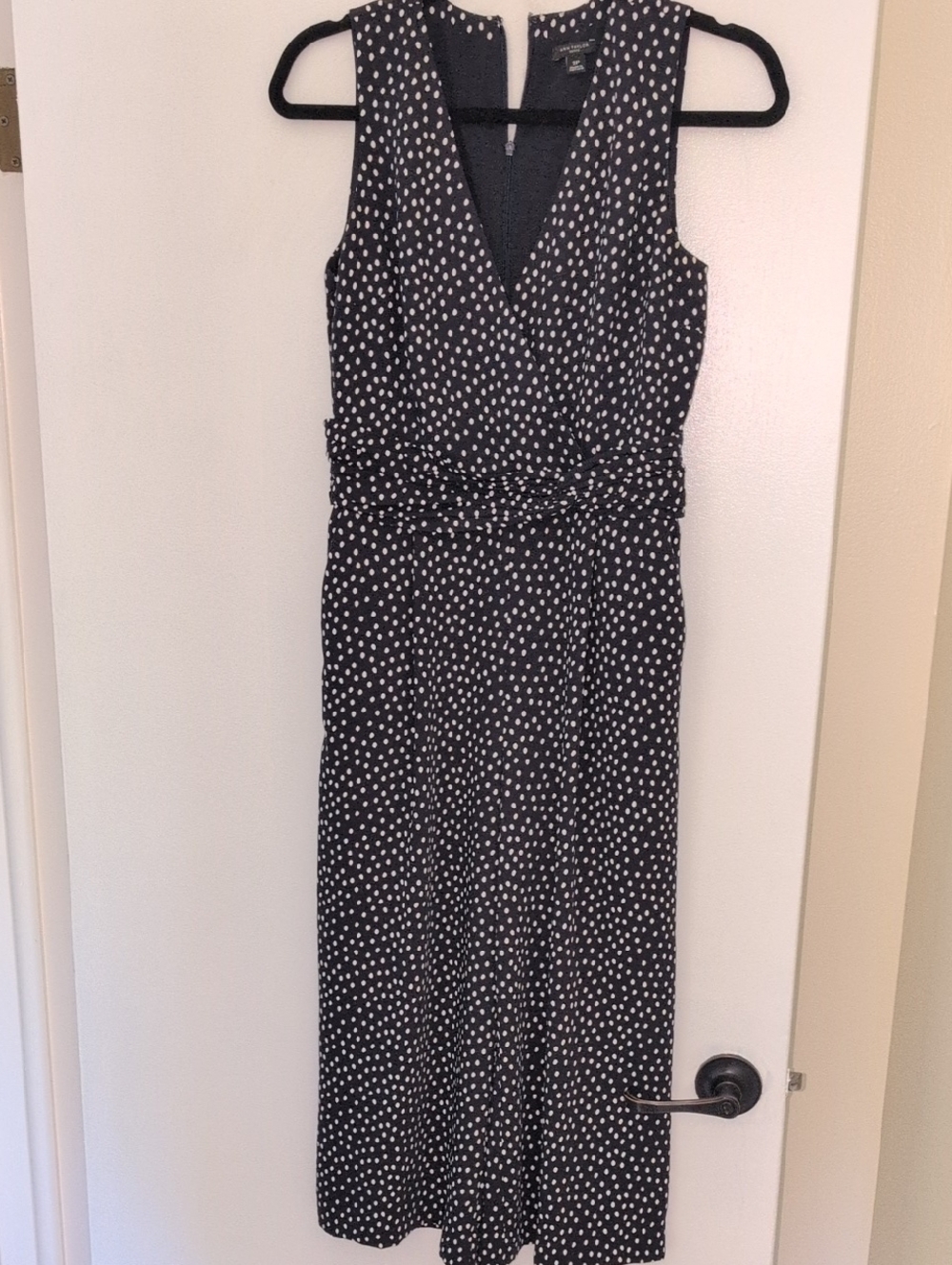 Ann Taylor Black and White Polka Dot Midi Wrap Dress